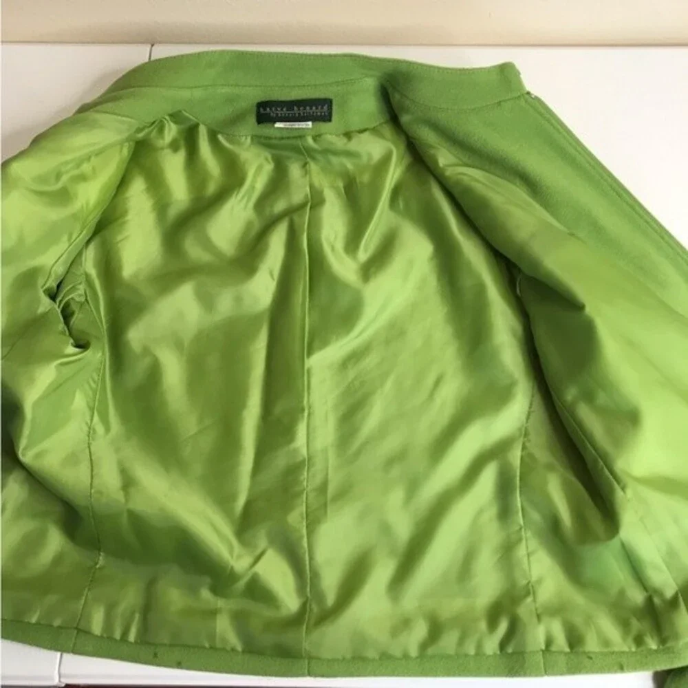 Harve Benard Wool Cashmere Blend Zip Front Short Green Jacket Womens Size 14